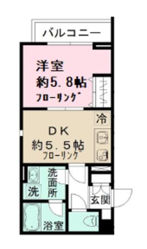 フェルメール(1DK/3階)の間取り写真