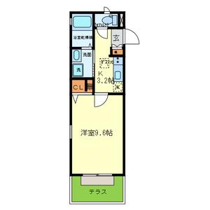 フルール岡本(1K/1階)の間取り写真