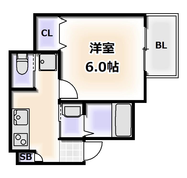 グランパシフィック大国町(1K/7階)の間取り写真