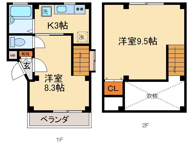 JUNハイツ(2K/4階)の間取り写真