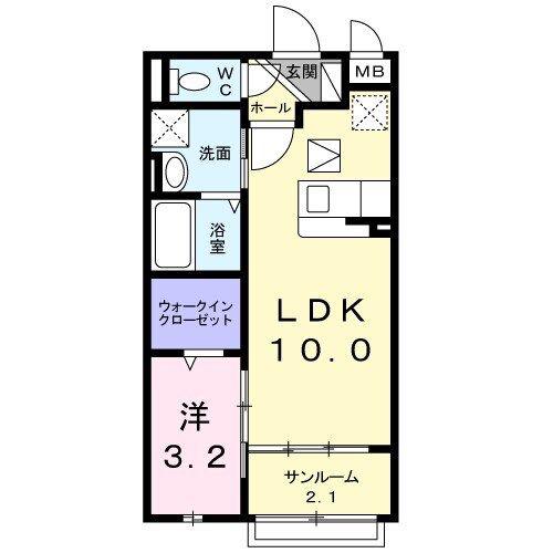 ベルソレイユ(1LDK/1階)の間取り写真