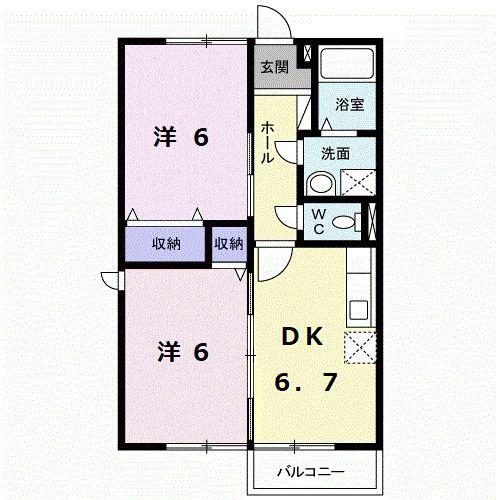 エクレール山本(2DK/2階)の間取り写真