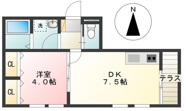 ノーステラス高井戸(1DK/1階)の間取り写真