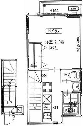下北沢パークサイドヒルズ(1K/2階)の間取り写真