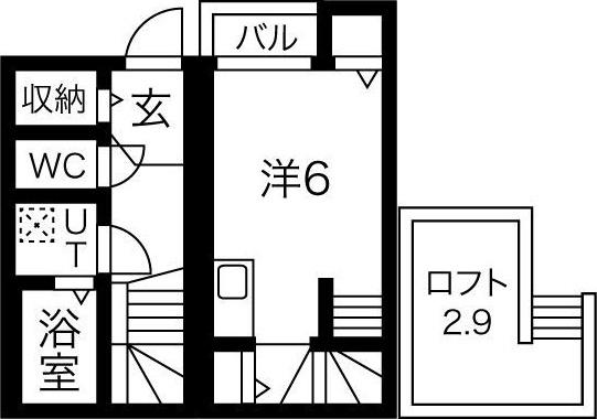 ルークス名古屋(ワンルーム/1階)の間取り写真