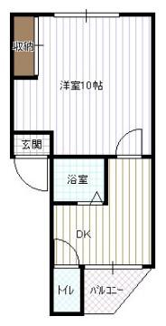 プチメゾン堀溝III(1DK/2階)の間取り写真