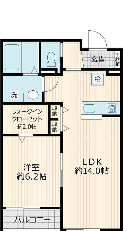 レガリア(1LDK/2階)の間取り写真