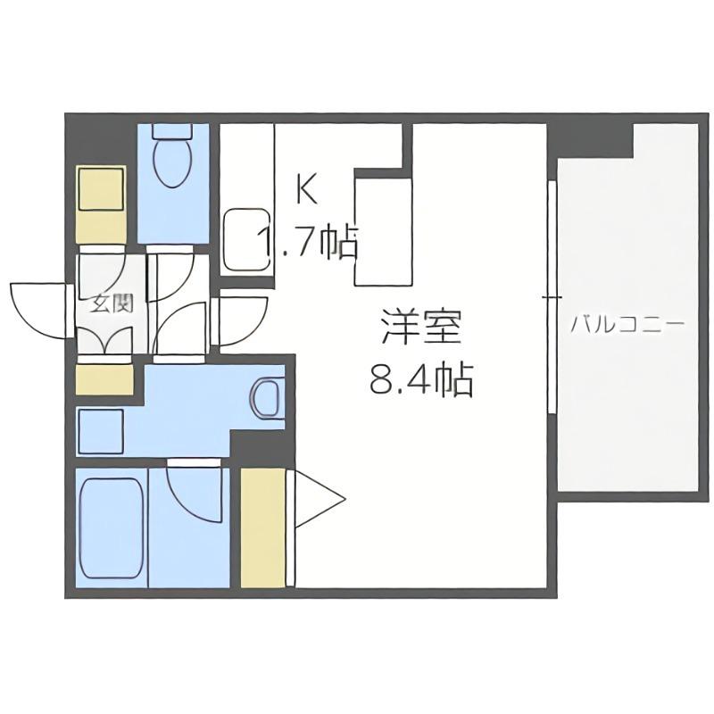 クレジデンス札幌・南4条(1K/6階)の間取り写真