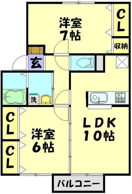 アネシス(2LDK/1階)の間取り写真