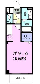 サニー フォレスト ガーデン(ワンルーム/1階)の間取り写真