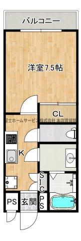 シィーゲルブール(1K/2階)の間取り写真