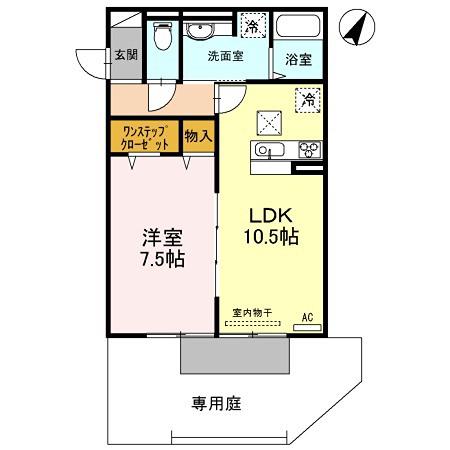 グランシャリオIII(1LDK/1階)の間取り写真