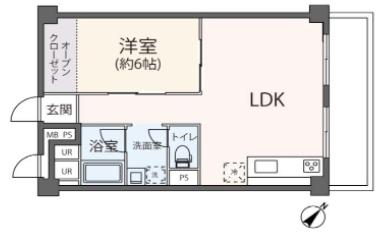 早稲田鶴巻マンション(1LDK/5階)の間取り写真