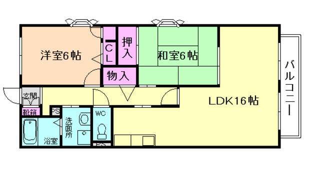 ガーデンハイツ(2LDK/2階)の間取り写真