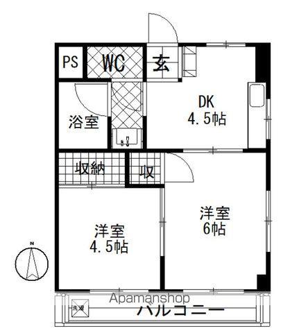 メゾンブランシュ日吉(2DK/2階)の間取り写真