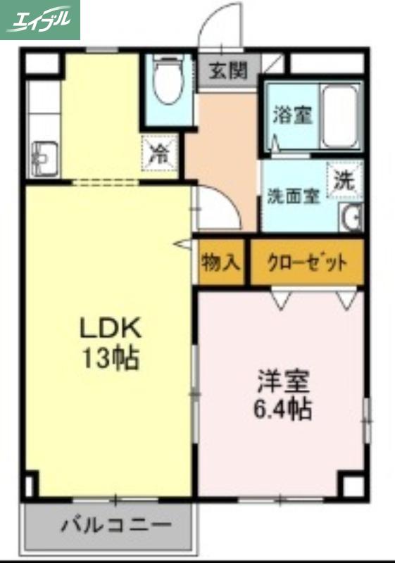 エスポワール大安寺(1LDK/2階)の間取り写真