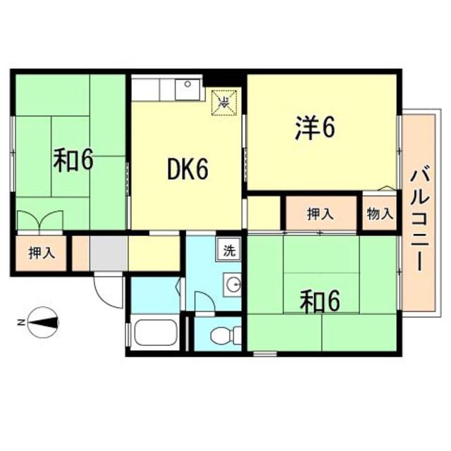 メゾン有瀬(3DK/2階)の間取り写真