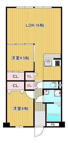 グリーンピア津乃峰(2LDK/3階)の間取り写真