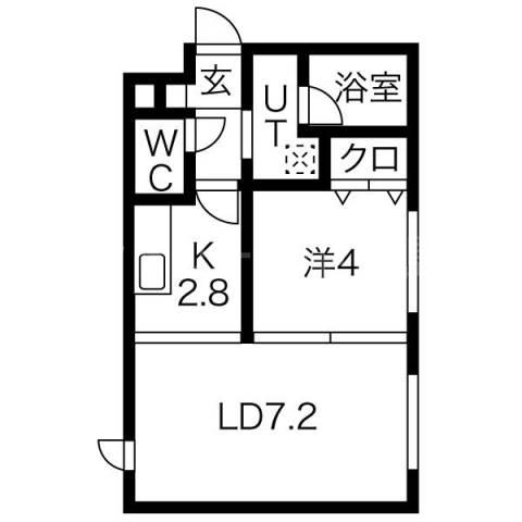 HOPE月寒中央 C棟(1LDK/1階)の間取り写真