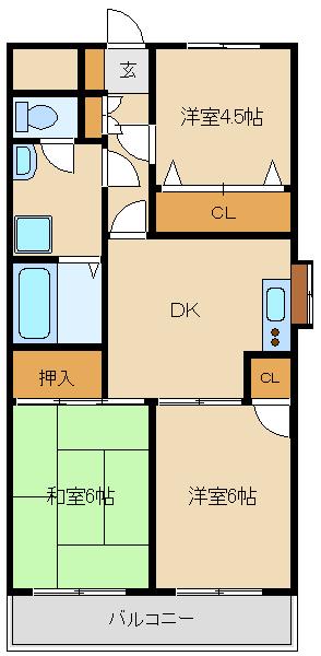 コスモマンション(3DK/3階)の間取り写真