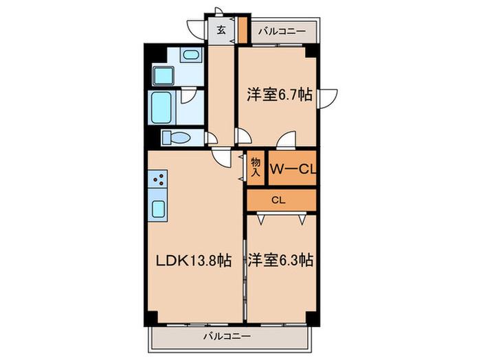 CHARME HONGO(2LDK/2階)の間取り写真