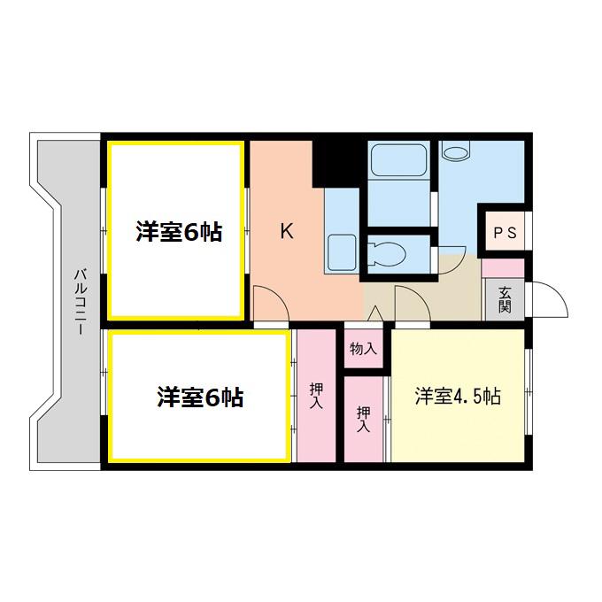 長門第三マンション(3K/1階)の間取り写真