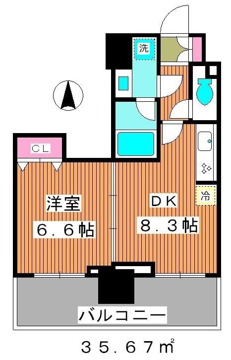 KDXレジデンス大山(1DK/3階)の間取り写真