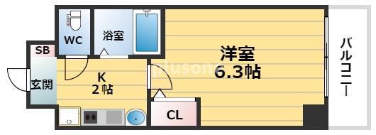 ラナップスクエア東天満(1K/6階)の間取り写真