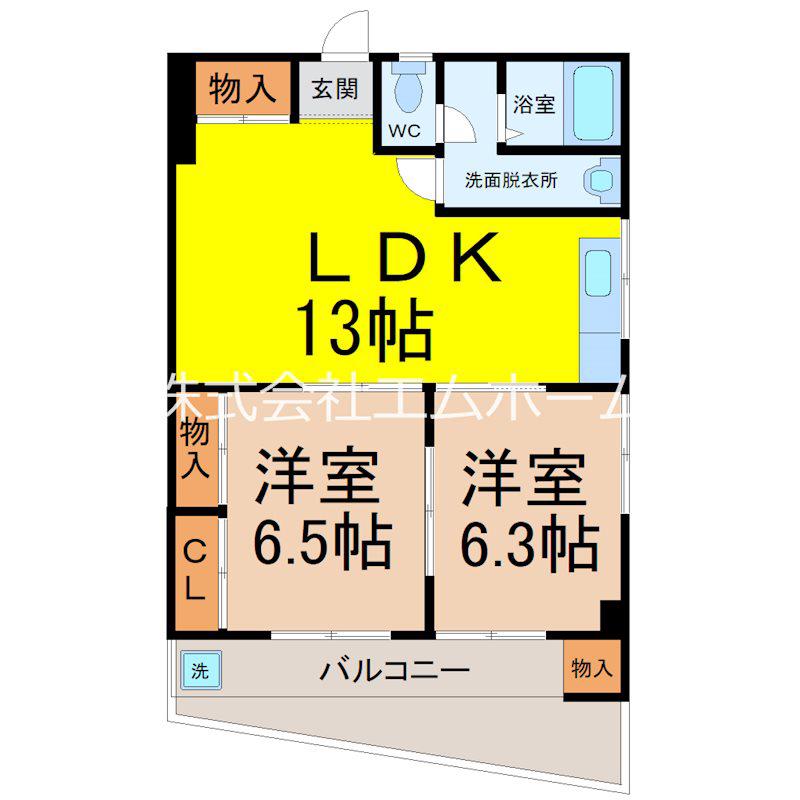 星ヶ丘ハイツ(2LDK/1階)の間取り写真