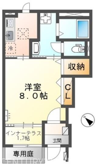 フリージア R(1K/1階)の間取り写真