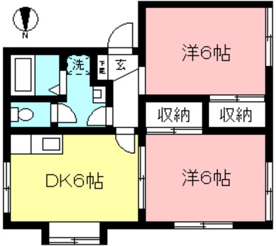 グリーンハイツ小柳(2DK/1階)の間取り写真