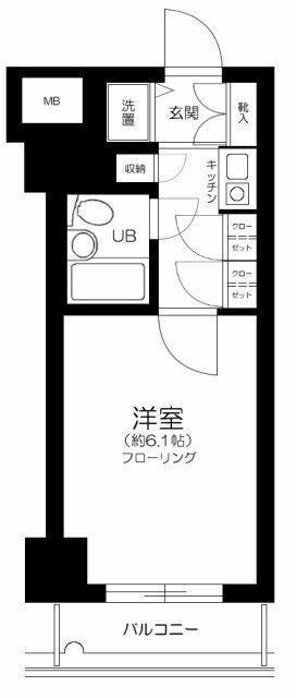 ナイスアーバンスピリッツ横濱吉野町(1K/6階)の間取り写真