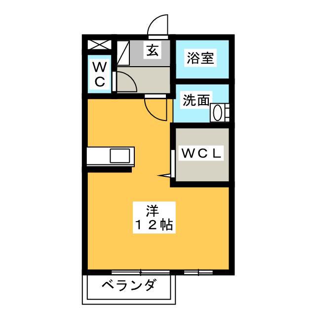 GLORY B棟(ワンルーム/1階)の間取り写真