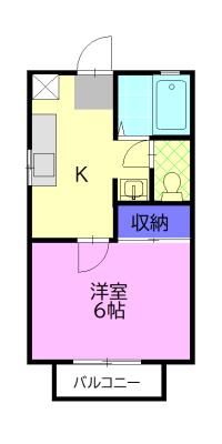 グランシャリオⅠ(1K/2階)の間取り写真