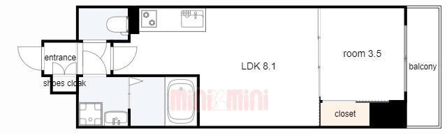 LIVIAZ KOBE LAMER(1LDK/2階)の間取り写真