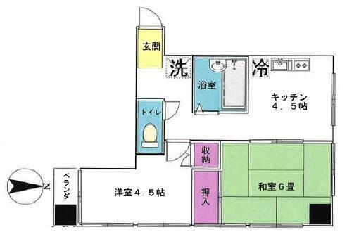 永瀬ビル(2K/4階)の間取り写真