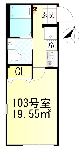 元住吉6世帯(1K/1階)の間取り写真