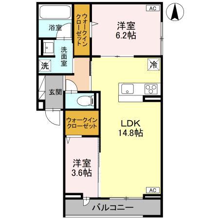ディーポルックス(2LDK/3階)の間取り写真