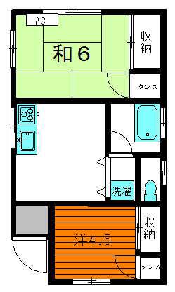 関コーポ(2DK/1階)の間取り写真