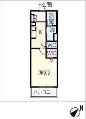 岡崎市上和田町シャーメゾンA棟(1K/2階)の間取り写真