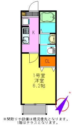 八千代台東3丁目共同(1K/2階)の間取り写真
