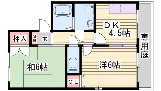 第5山下ハイツ(2DK/1階)の間取り写真
