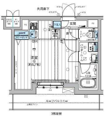 メインステージ板橋蓮根II(ワンルーム/4階)の間取り写真