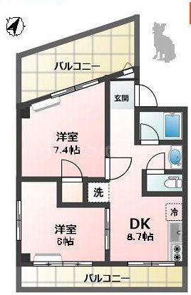 BLISS金町(2DK/3階)の間取り写真