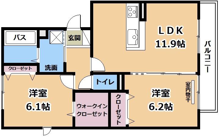 セジュール石山(2LDK/2階)の間取り写真