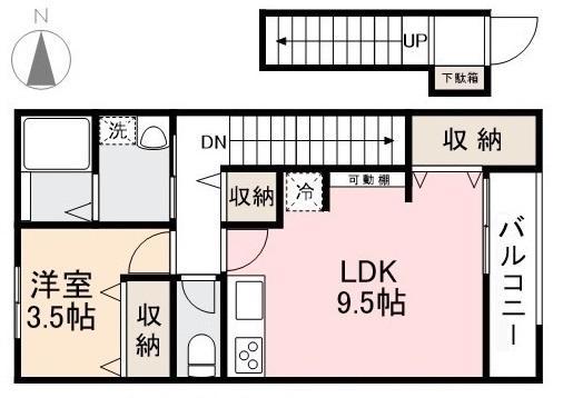HYO-DORU福岡町(1LDK/2階)の間取り写真