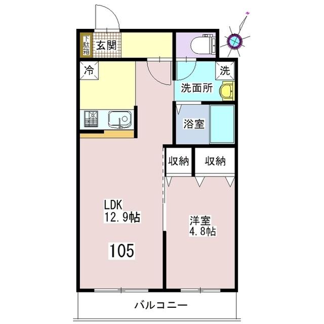 BJ2ND(1LDK/1階)の間取り写真