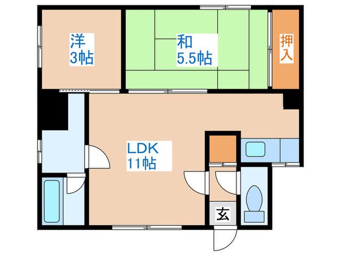ひまわり荘(2LDK/2階)の間取り写真