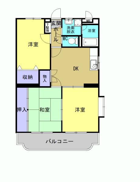 ブライトコートI(3DK/3階)の間取り写真