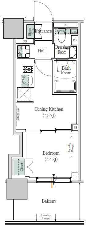ONE ROOF RESIDENCE NISHI NIPPORI(1DK/4階)の間取り写真
